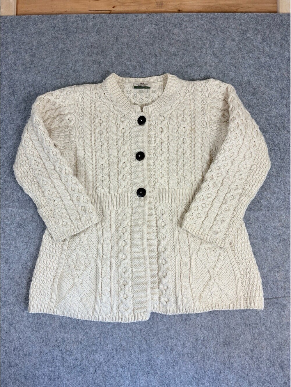 Carraig Donn Red 100% Irish Merino Wool A-Line Cardigan Sweater Medium